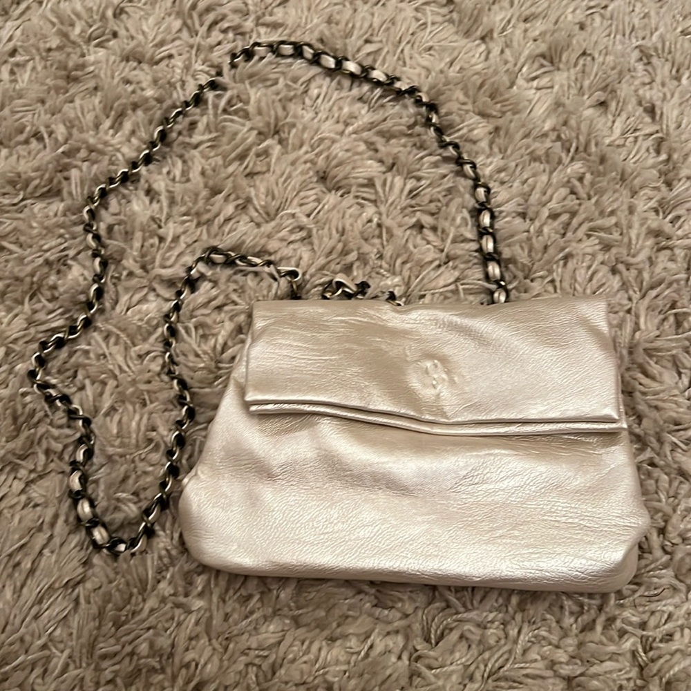 Cream satin like clutch/crossbody